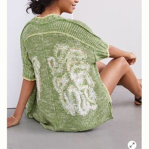 Anthropologie Daily Practice Palm Frond Cardigan Colorful Fun Sweater XS/S